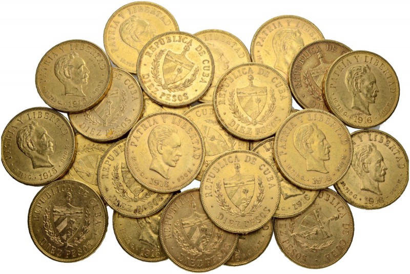 [376.15g]
KUBA. Republik. 10 Pesos 1915/1916. Lot von 25 Exemplaren. Feingewich...