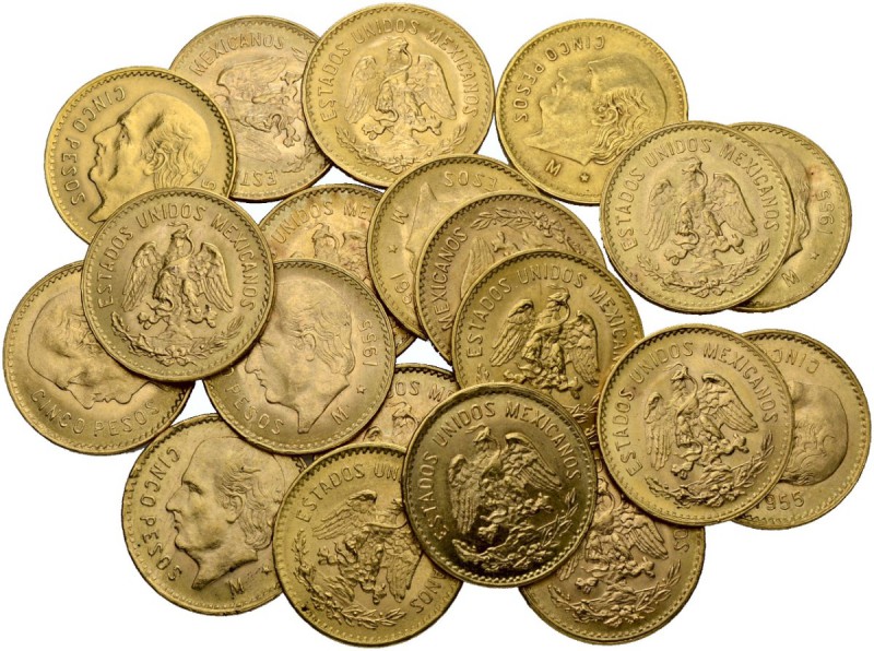 [74.98g]
MEXIKO. Republik. 5 Pesos 1906-1955. Lot von 20 Exemplaren. Feingewich...