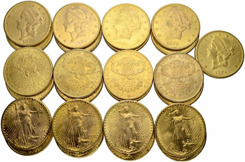 [752.32g]
USA. 20 Dollars Liberty & St. Gaudens. Lot von 25 Exemplaren. Feingew...