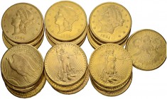 [601.80g]
USA. 20 Dollars Liberty & St. Gaudens. Lot von 20 Exemplaren. Feingewicht total: 601.80 Gramm. Überdurch­schnittliche Erhaltungen / Much be...