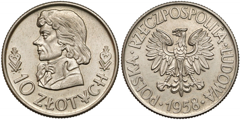 Próba MIEDZIONIKIEL 10 złotych 1958 Kościuszko - rzadkość Oto moneta wybita w na...
