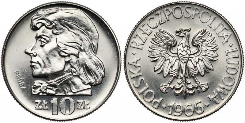 Próba NIKIEL 10 złotych 1966 Kościuszko Menniczy egzemplarz z wyraźnym lustrem. ...