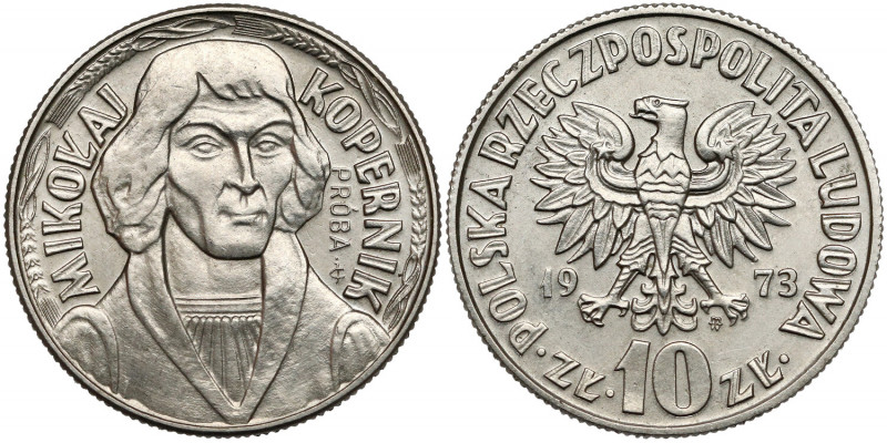 Próba NIKIEL 10 złotych 1973 Kopernik Menniczy. 
Reference: Parchimowicz P 283....