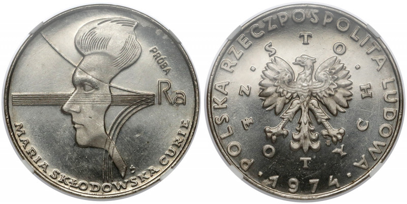 Próba NIKIEL 100 złotych 1974 Skłodowska-Curie - w lewo Reference: Parchimowicz ...