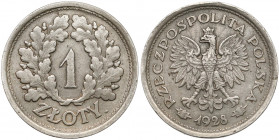 Próba NIKIEL 1 złoty 1928 - bez PRÓBA - wieniec dębowy - b.rzadka 1z35