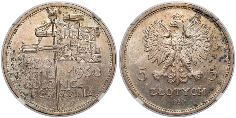 Sztandar 5 złotych 1930 - menniczy Znakomity egzemplarz o bardzo świeżym lustrze...