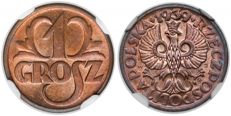 1 grosz 1939 Reference: Chałupski 2.2.13.a, Parchimowicz 101.n
Grade: NGC MS64 ...