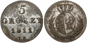 Księstwo Warszawskie, 5 groszy 1811 I.S. - duża data i inicjały