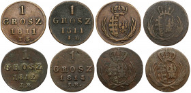 Księstwo Warszawskie, 1 grosz 1811-1814 - zestaw (4szt)