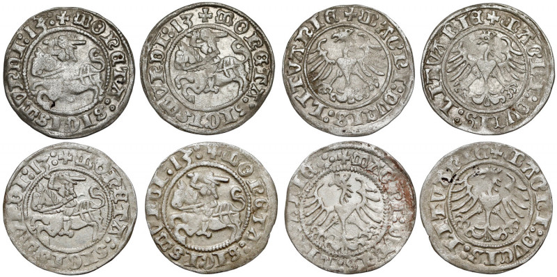 Zygmunt I Stary, Półgrosz Wilno 1513, zestaw (4szt) Zestaw czterech odmian / war...
