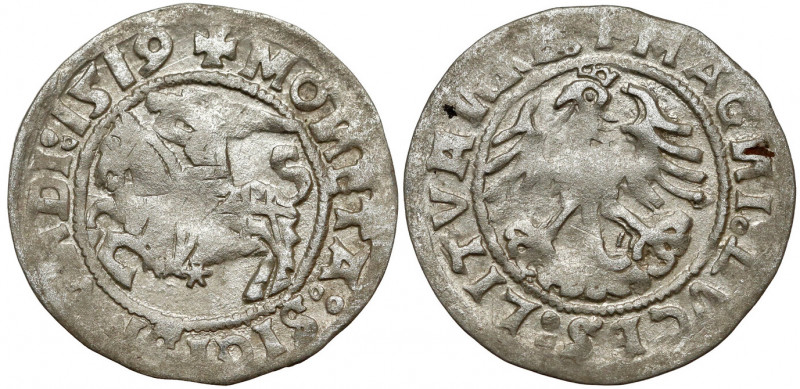 Zygmunt I Stary, Półgrosz Wilno 1519 - błędy DVCI/SS LITVN/ANIE Odmiana z błędem...
