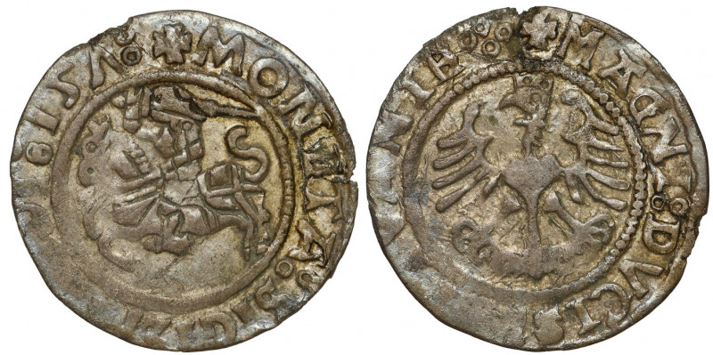 Zygmunt I stary, Półgrosz Wilno 1527 - błędna data 157 Bardzo rzadka, charaktery...