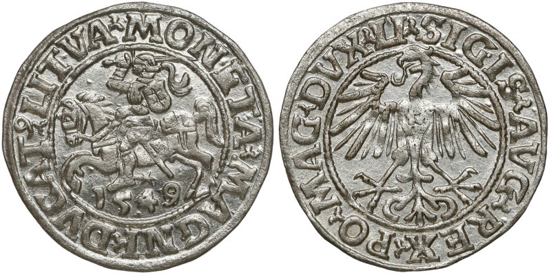 Zygmunt II August, Półgrosz Wilno 1549 - 9 dwukrotnie Wczesny dla tego rocznika ...