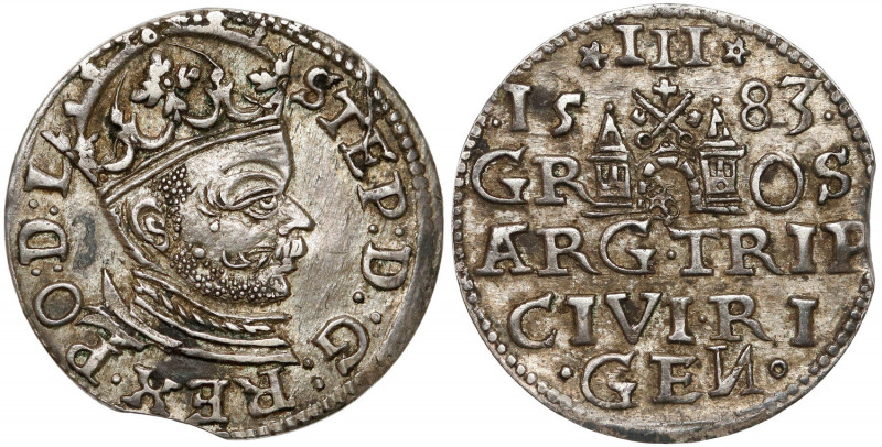 Stefan Batory, Trojak Ryga 1583 - b.ładny Pięknej prezencji egzemplarz. Portret ...