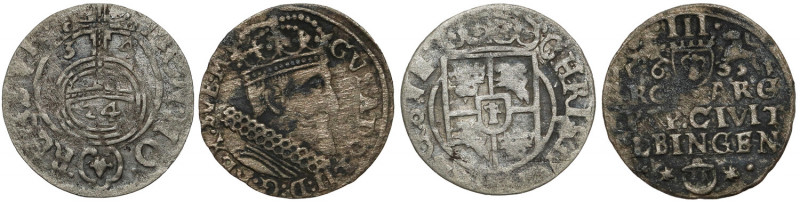 Gustaw II Adolf i Krystyna Waza, Trojak 1633 i Półtorak 1634 (2szt) Trojak w odm...