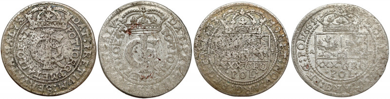 Jan II Kazimierz, Tymfy Kraków 1663 i 1665, zestaw (2szt) 1665 w odmianie SALV, ...