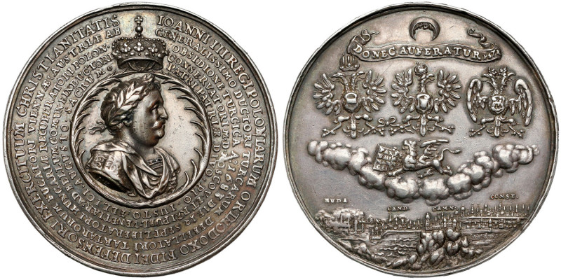 Jan III Sobieski, Medal Święta Liga 1684 (Höhn) - b.ładny Praca wybitnego, gdańs...