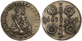 August II Mocny, malutki medalik 1699 - VENIT VIDET... - GALWAN