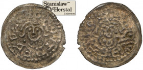Wielkopolska, Władysław Odonic 1207-1239, Denar brakteatowy, Gniezno - popiersie Św. Wojciecha - RZADKI R4