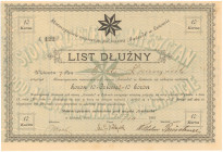 Łańcut Stowarzyszenie mieszczan pod nazwą GWIAZDA, List Dłużny 10 kr 1905 r.
