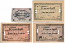 Elbing (Elbląg), 50 pfg 1917, 10, 20 i 50 mk 1918 (4szt)