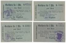 Koschmin (Koźmin), 1, 2x 2 i 3 mk 1914 (4szt)
