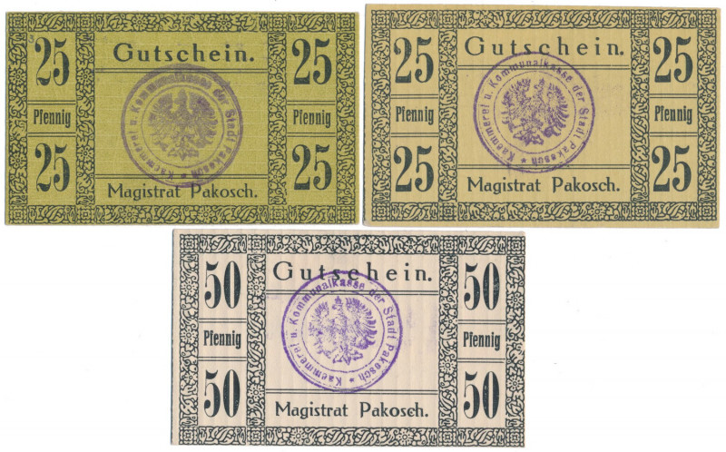 Pakosch (Pakość), 2x 25 i 50 pfg 1917 (3szt) 
Grade: UNC/AU 

POLAND POLEN GE...