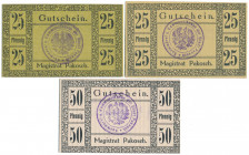 Pakosch (Pakość), 2x 25 i 50 pfg 1917 (3szt)