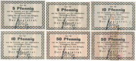 Xions (Książ), 2x 5, 2x 10 i 2x 50 pfg 1917 (6szt)