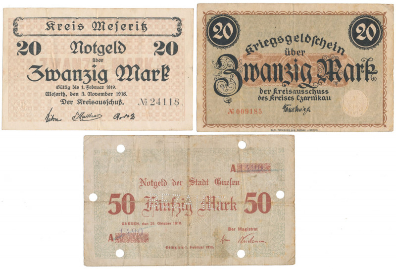 Meseritz, Czarnikau i Gnesen - zestaw (3szt) 
Grade: F-VF 

POLAND POLEN GERM...