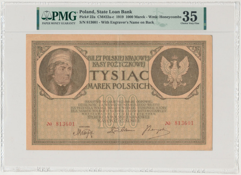 1.000 mkp 1919 - bez oznaczenia serii Jedna z dwóch najrzadszych odmian banknotu...