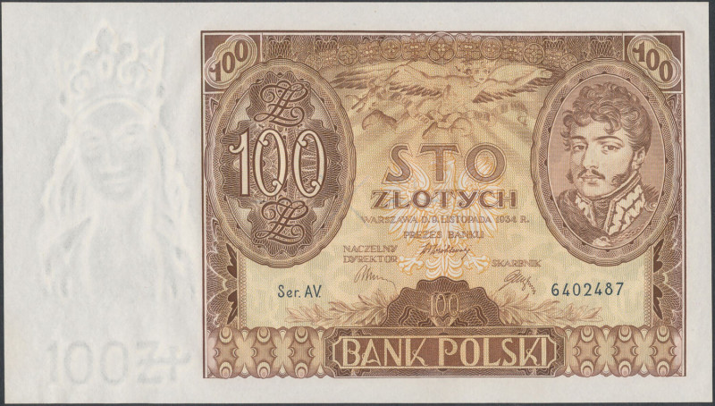 100 złotych 1934 +X+ w znaku wodnym Zdecydowanie rzadziej spotykana odmiana z +X...