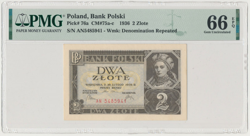 2 złote 1936 - AN Reference: Miłczak 75a
Grade: PMG 66 EPQ 

POLAND POLEN