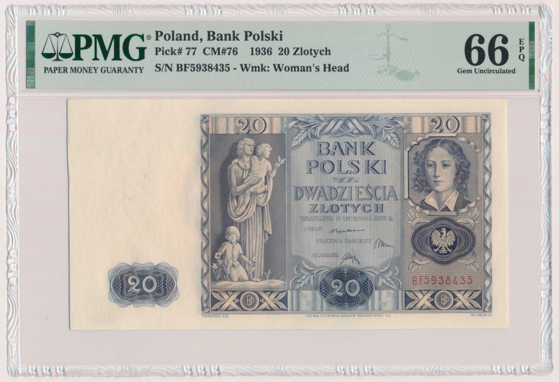 20 złotych 1936 - BF Reference: Miłczak 76
Grade: PMG 66 EPQ 

POLAND POLEN