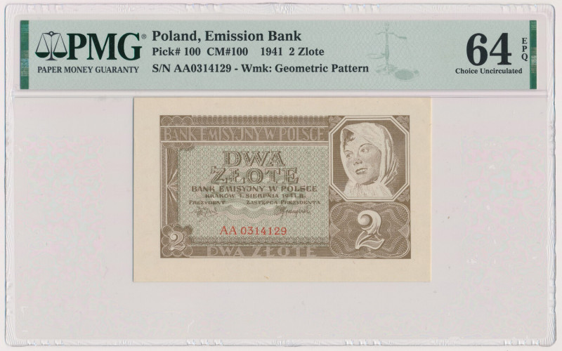 2 złote 1941 - AA Reference: Miłczak 100
Grade: PMG 64 EPQ 

POLAND POLEN