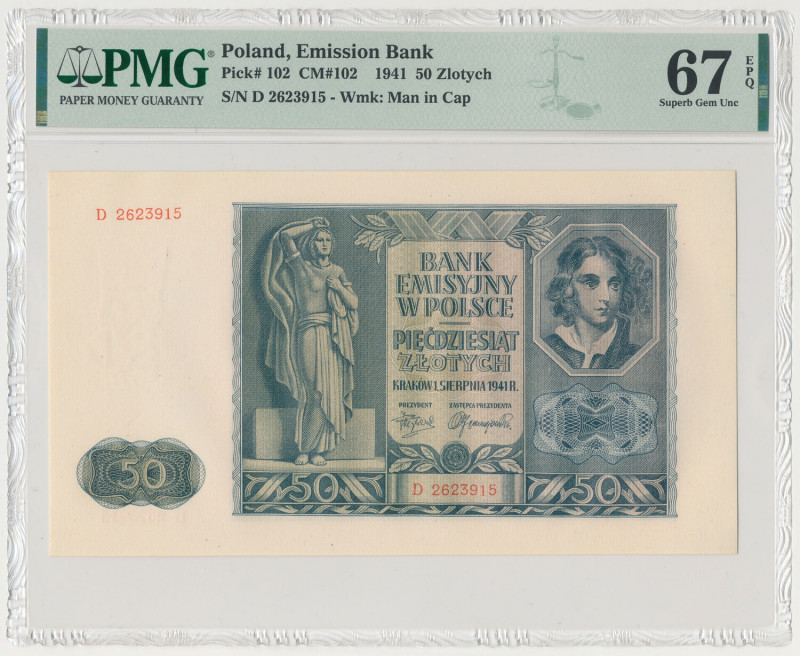 50 złotych 1941 - D Reference: Miłczak 102
Grade: PMG 67 EPQ 

POLAND POLEN