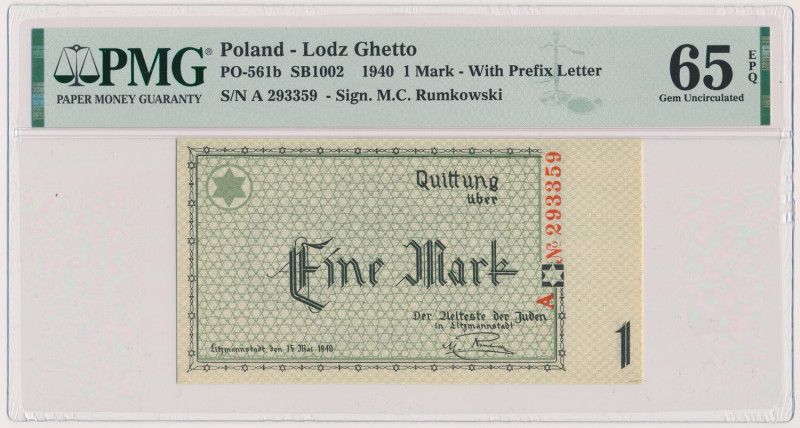 Getto 1 marka 1940 - A Reference: Miłczak L2b
Grade: PMG 65 EPQ 

POLAND POLE...