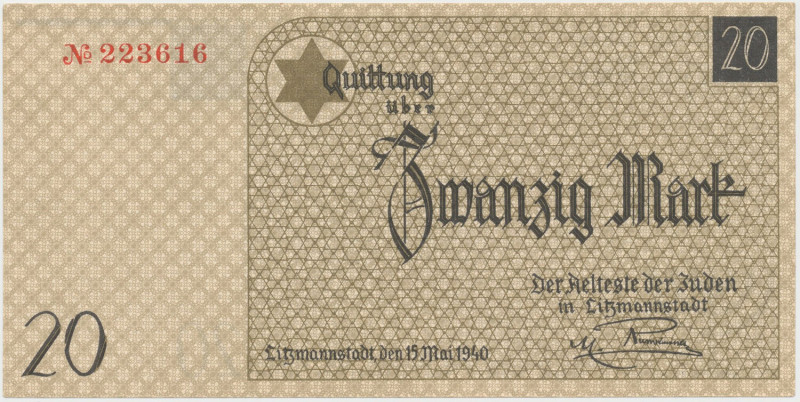 Getto 20 marek 1940 Nagniotki w polu i złamany lewy, dolny narożnik.&nbsp; Refer...
