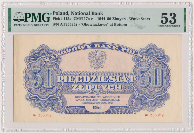 50 złotych 1944 ...owe - At Reference: Miłczak 117b
Grade: PMG 53 

POLAND PO...