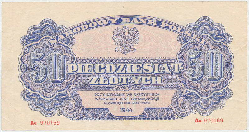 50 złotych 1944 ...owe - Au Kilka złamań. Prezencja dobra. Naturalny.&nbsp; Refe...