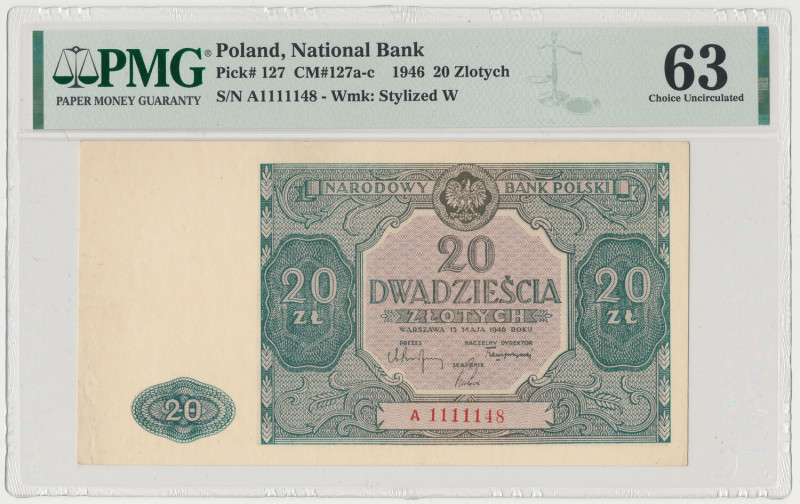 20 złotych 1946 - A - mała litera Przedstawiciel pierwszej odmiany z niską liter...