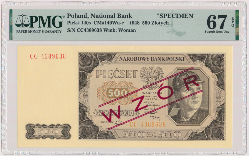 500 złotych 1948 - WZÓR kolekcjonerski - CC Reference: Miłczak 140Wd
Grade: PMG...