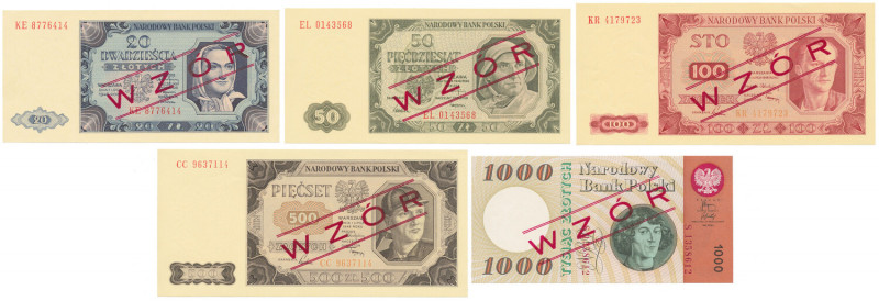 WZORY kolekcjonerskie emisji 1948-65 (5szt) Banknoty obiegowe emisji 1948 opatrz...