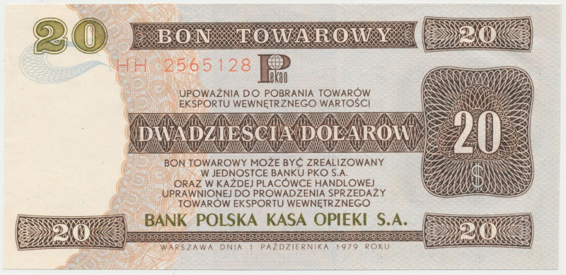 PEWEX 20 dolarów 1979 - HH Pojedyncza, lekka nagniotka z lewej strony górnego ma...