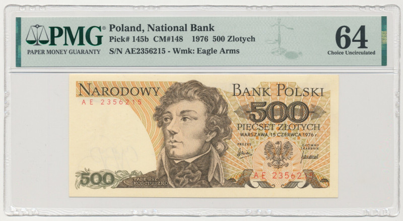 500 złotych 1976 - AE Rzadki rocznik 500 zł, typologicznie jeden z rzadszych i t...