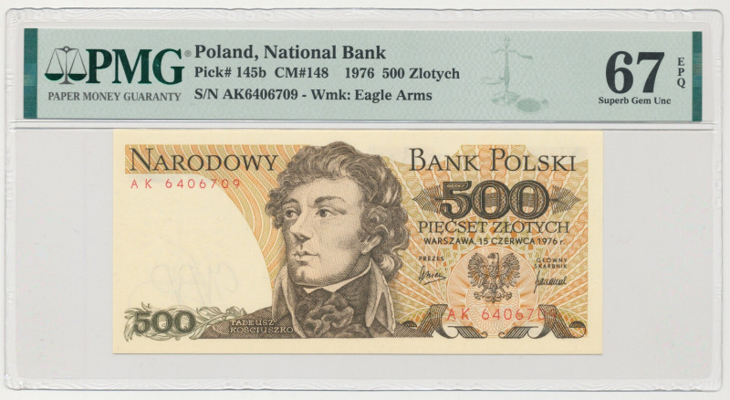 500 złotych 1976 - AK Rzadki rocznik w wyśmienitym stanie zachowania.&nbsp; Zdec...