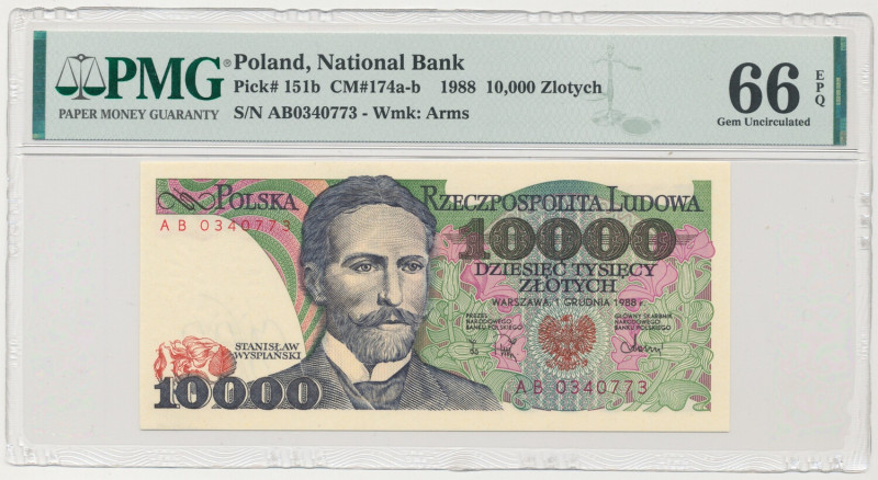 10.000 złotych 1988 - AB Formularz pomocny przy zbieraniu banknotów PRL na liter...