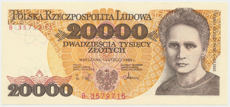 20.000 złotych 1989 - B Formularz pomocny przy zbieraniu banknotów PRL na literk...