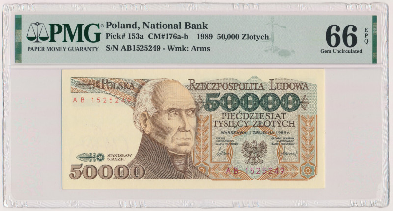 50.000 złotych 1989 - AB Formularz pomocny przy zbieraniu banknotów PRL na liter...