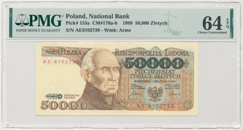 50.000 złotych - 1989 - AE Formularz pomocny przy zbieraniu banknotów PRL na lit...